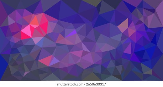 Purple and pink abstract low-poly background with geometric triangles.


