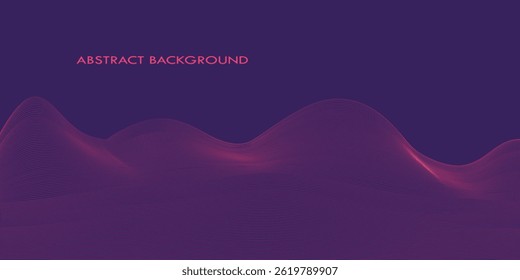 Purple Pink Abstract Waves Digital Landscape – Minimalist Futuristic Background 