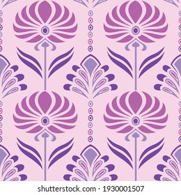 Purple and Pink Art Deco inspired seamless vector pattern. 