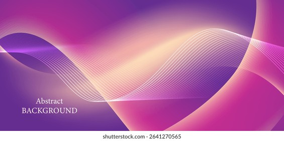 Purple and pink background with curves and fine lines that create movement and a sense of flow. Suitable for use as a background for graphic design, presentations or creative works.