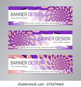 Purple pink banner design. Abstract web header template.