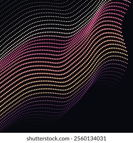 purple pink beige halftone gradient background. circular halftone dots. Abstract purple pink beige dynamic wavy line dotted texture, Dark purple pink beige background.