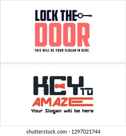 purple pink black combination text symbol key door hole logo design concept vector suitable for furniture decoration industrial interiors 