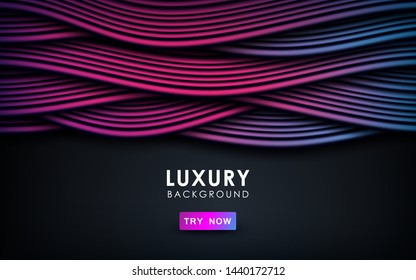 Purple, pink and blue gradient dynamic wave background. Luxury colorful mesh abstract overlap layer. 