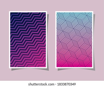 Purple with pink and blue gradient and pattern backgrounds frames design Abstract texture art and wallpaper theme Vector illustration