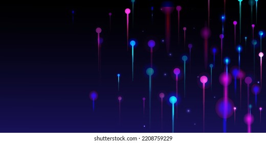 Purple Pink Blue Modern Background. Network Scientific Banner. Vivid Light Glow Particles. Artificial Intelligence Big Data Internet Technology Wallpaper. Fiber Optics Social Science Light Pins.