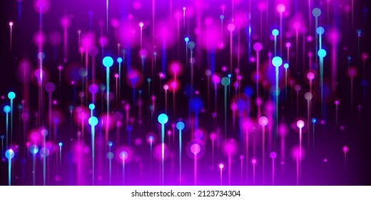 Purple Pink Blue Modern Wallpaper. Big Data Artificial Intelligence Internet Technology Background. Vivid Light Rays Elements. Network Technology Banner. Fiber Optics Social Science Light Pins.