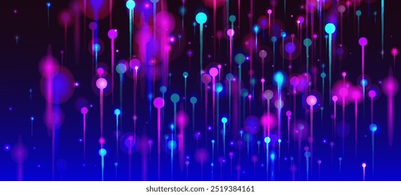 Purple Pink Blue Modern Wallpaper. Network Scientific Banner. Bright Light Pins Particles. Artificial Intelligence Big Data Internet Technology Background. Social Science Fiber Optics Light Pins.