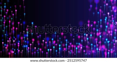 Purple Pink Blue Modern Wallpaper. Network Technology Banner. Bright Light Rays Elements. Artificial Intelligence Big Data Internet Technology Background. Social Science Fiber Optics Light Pins.