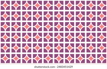 Purple and pink circle quarter, diamond patter group checker board repeat seamless pattern design for
