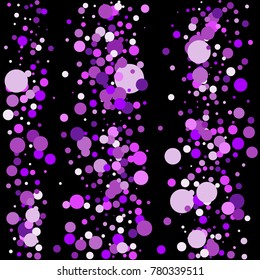 Purple and pink circles on a background. Beautiful background. Confetti. A frame of circles. A scattering of confetti. Placer from the circles. Beautiful background. Vector illustration.