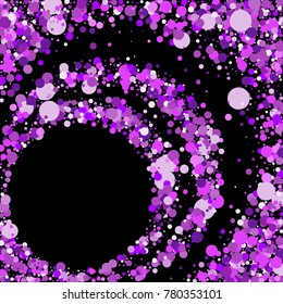 Purple and pink circles on a background. Beautiful background. Confetti. A frame of circles. A scattering of confetti. Placer from the circles. Beautiful background. Vector illustration.