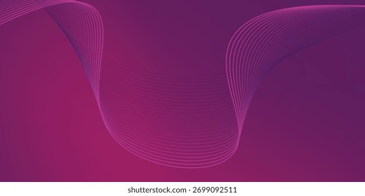  fundo de gradiente de cor rosa púrpura desfocado com linhas de onda brilhantes abstratas. design de banner futurista.