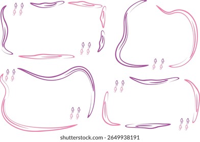 purple pink colorful decorative abstract design quotes frames set