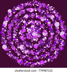 Purple and pink confetti on a background. Beautiful background. Confetti. A frame of confetti. A scattering of confetti. Placer from the circles. Beautiful background. Pattern. Shine. 