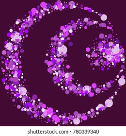 Purple and pink confetti on a background. Beautiful background. Confetti. A frame of confetti. A scattering of confetti. Placer from the circles. Beautiful background. Pattern. Shine. 