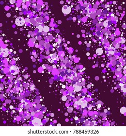 Purple and pink confetti on a background. Beautiful background. Confetti. A frame of confetti. A scattering of confetti. Placer from the circles. Beautiful background. Pattern. Shine. 