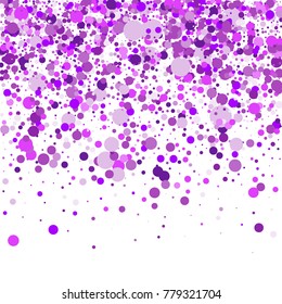 Purple And Pink Confetti On A White Background. Beautiful Background. Confetti. A Frame Of Confetti. A Scattering Of Confetti. Placer From The Circles. Beautiful Background. Vector Illustration. 