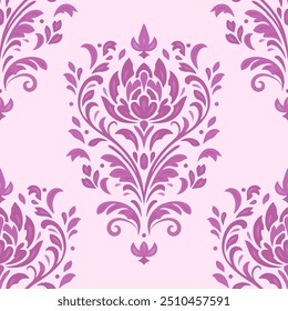 Lila und rosa Damast Vektor nahtloses Muster. Vintage, Paisley-Elemente. Traditionelle türkische Motive. Ideal für Stoff und Textilien, Tapeten, Verpackungen oder jede gewünschte Idee.