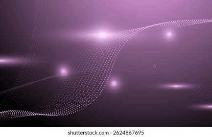 purple pink dot lines wave curve electronic cyberspace with blink neon shiny light abstract high technology background