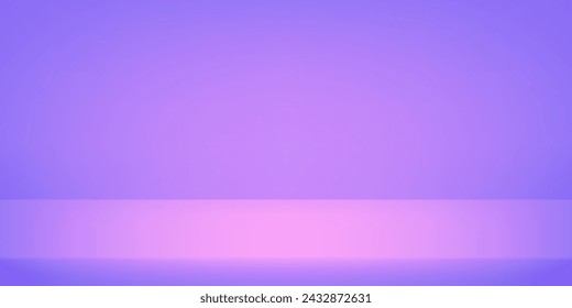 Violett und rosa leeres Zimmer. Sauberes Design für die Anzeige des Produkts. Platz für den Verkauf von Produkten auf der Website. Vektorgrafik.