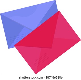 Purple and pink envelopes, illustration, vector on white background
