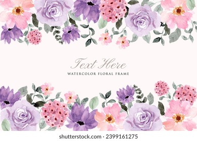 purple pink floral watercolor frame