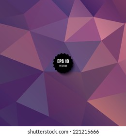 Purple Pink Geometric Triangle Background. Vector abstract polygonal background