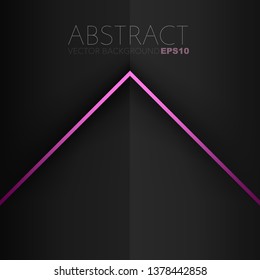 Purple pink geometric triangle vector background overlap on black space for design