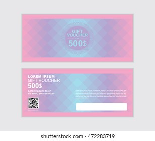 Plantilla de diseño de Vector de cupón de regalo púrpura y rosa 