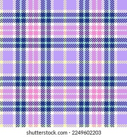 Purple and pink girlie tartan. Seamless vector check pattern suitable for fashion, home decor and stationary.