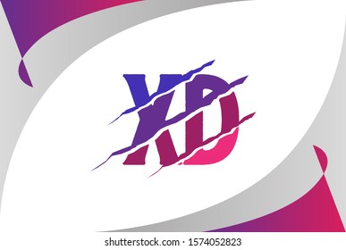 Purple pink gradation XD letter template logo design and scratch effect