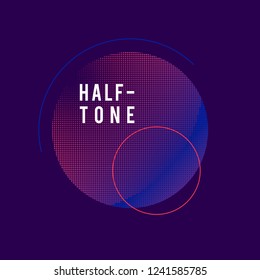 Purple and pink halftone badge vector