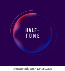 Purple and pink halftone badge vector