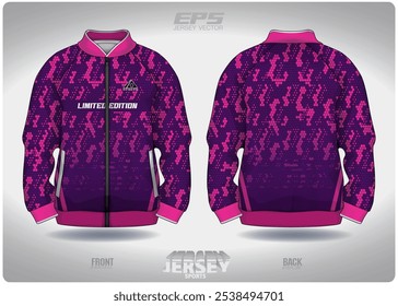 purple pink honeycomb pattern design, illustration, textile background for sports t-shirt, football jersey shirt mockup for football club. consistent front view