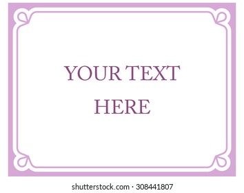 Purple pink horizontal border frame deco. Vector art simple line corner signboard