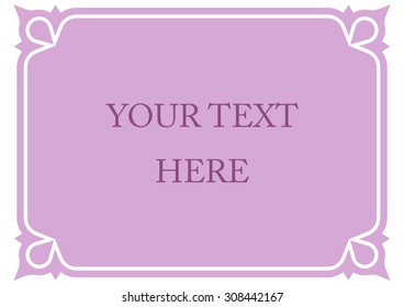 Purple pink horizontal border frame deco. Vector art simple line corner signboard