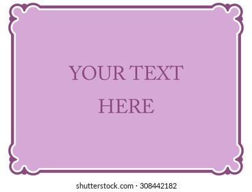 Purple pink horizontal border frame deco. Vector art simple line corner signboard