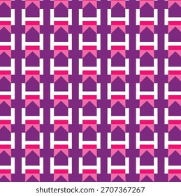 Lila und rosa H-förmige geometrische Muster mit sauberem, strukturiertem Design.Graphic Art Patterns für kreative Textilien und digitalen Hintergrund. Perfekt für Stoff, Mode, Tapete, Keramik, Textil.