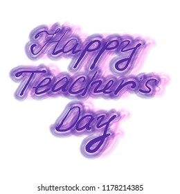 Purple with a pink inscription Happy Teacher's Day. World Teachers' Day. 5 October