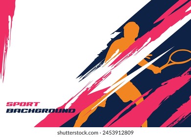 Púrpura Rosa Naranja Grunge Jugador Silueta Tenis Fondo deportivo para el Anuncio y el póster