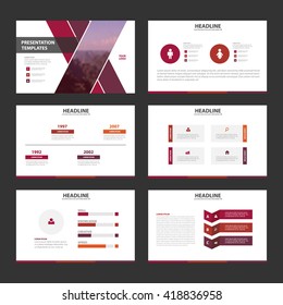 Purple and pink presentation templates Infographic elements flat design set for brochure flyer leaflet marketing advertising
