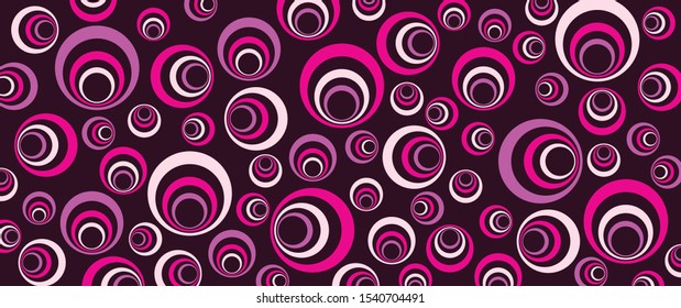 Purple pink red circles Memphis style Design Shapes pattern Vector dots background texture Funny round circle pois Happy hippie flower power polka dot point Retro Pop Art looking look 80's 70's years