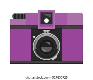 Purple Pink Retro Analog Camera, Classic LoFi Film, Vintage Photography Clip Art Set