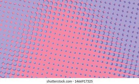Purple and pink retro comic pop art background with haftone dots design. Vector clear template for banner or comic book design, etc
