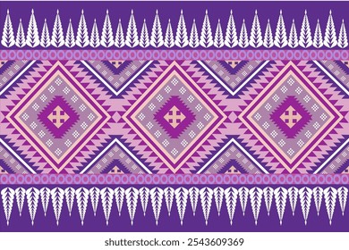 Purple and pink sarongs are designed with geometric patterns that blend perfectly and are eye-catching in terms of textiles. clothing or decoration Vector illustration