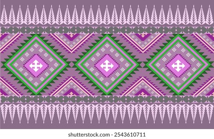 Purple and pink sarongs are designed with geometric patterns that blend perfectly and are eye-catching in terms of textiles. clothing or decoration Vector illustration