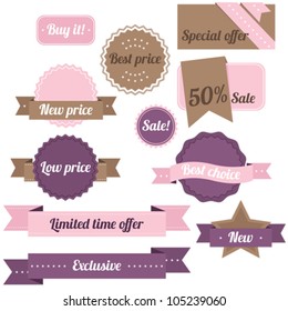 Purple and pink set of sale labels