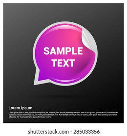 Purple Pink speech bubble with curled corner