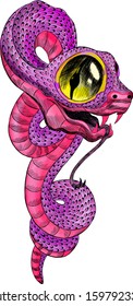 purple pink stylized cartoon snake